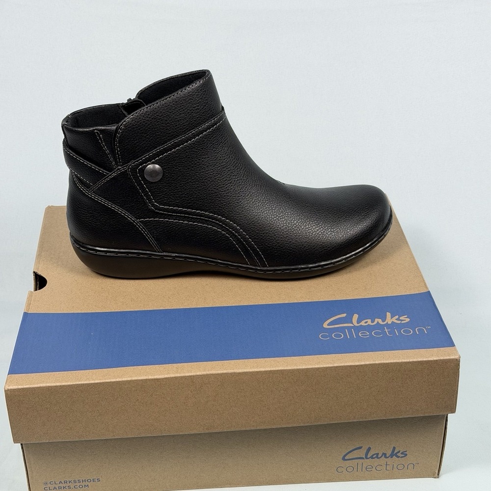 Clarks Collection Size-10 M Women's Ashland Mabel Ankle Boot Black Leather
